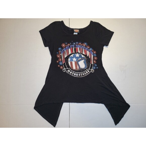 Harley Davidson Freedom Flower Open Back Rhinestone Evil‎ Kneivil Helmet Top XS - Picture 1 of 6